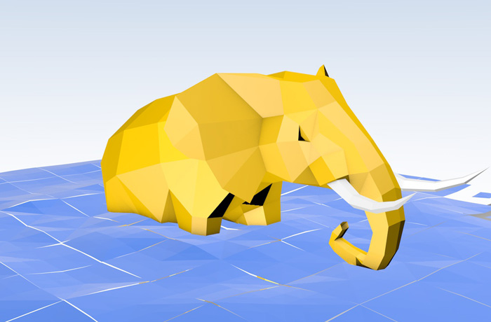 Elefant im Origami-Stil