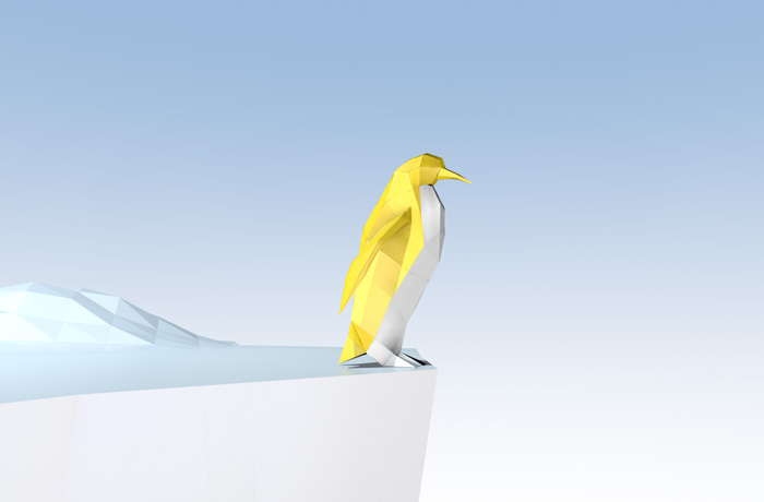 Pinguin im Origami-Stil