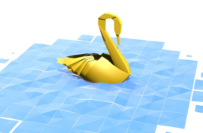 Schwan im Origami-Stil
