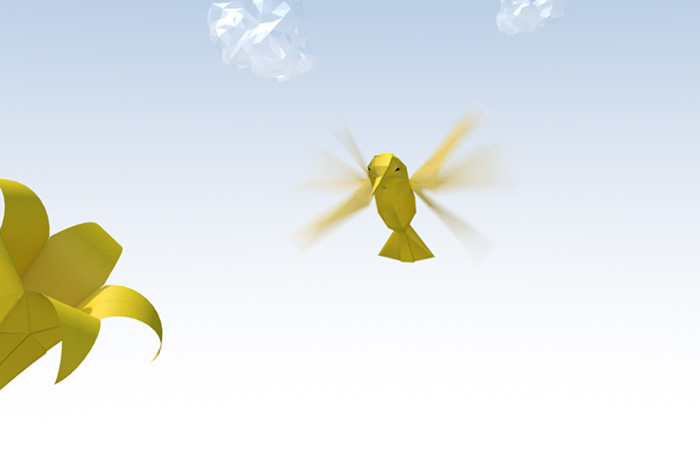 Vogel im Origami-Stil