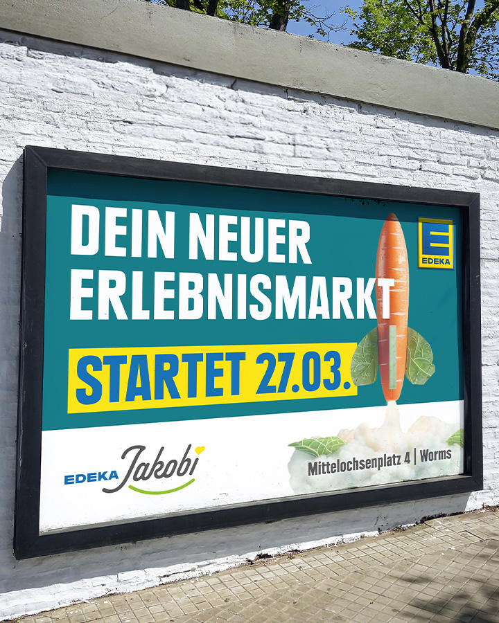 Plakat zur Eröffnung des EDEKA Jakobi Marktes in Worms